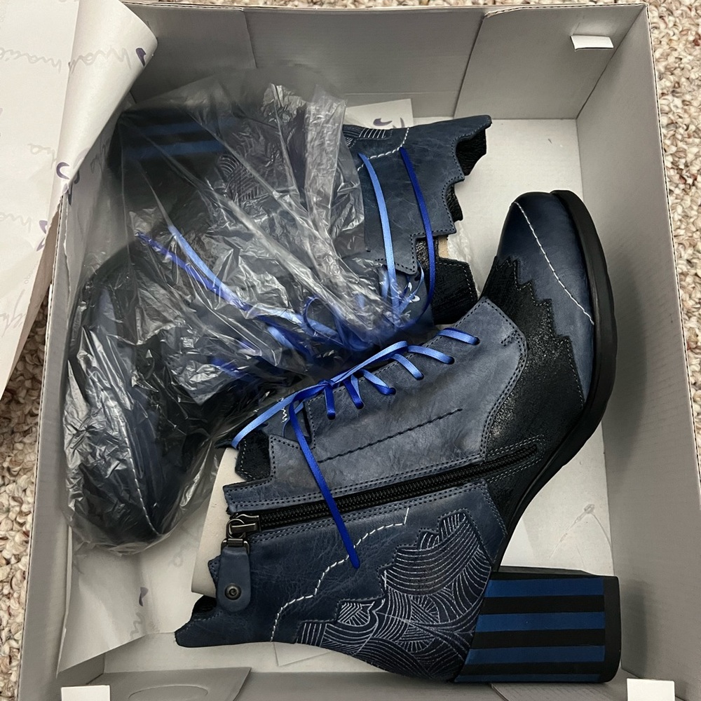 Blue ankle boots